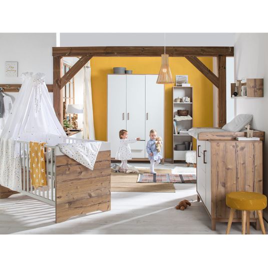 Schardt Timber nursery with 3-door wardrobe, bed, changing unit