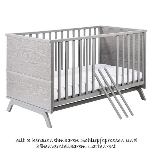 Schardt Kinderzimmer Vicky Grey mit 2-türigem Schrank, Bett, Wickelkommode