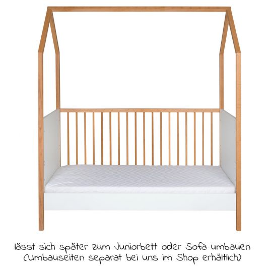 Schardt Kombi-Kinderbett Hausbett Venice Buche teilmassiv, geölt 70 x 140 cm - Natur Weiß