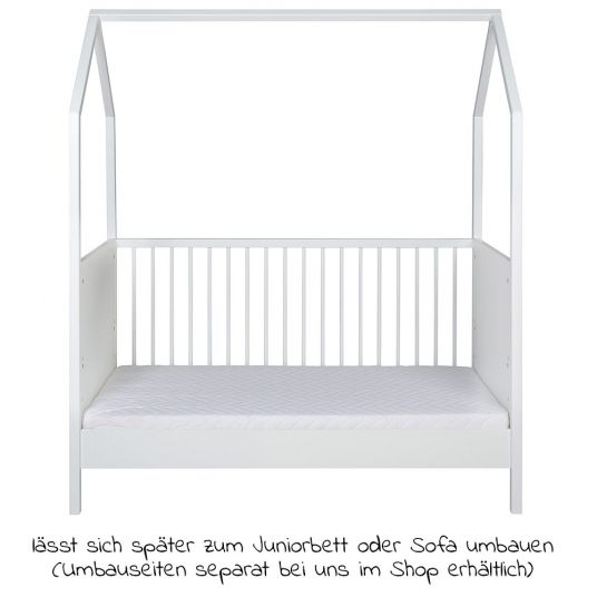 Schardt Kombi-Kinderbett Hausbett Venice Buche teilmassiv, lackiert 70 x 140 cm - Weiß