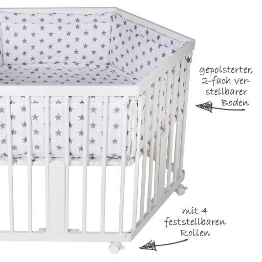Schardt playpen 6-sided solitaire white incl. inlay - star - grey