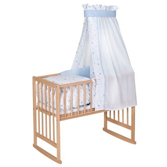 Schardt Multifunctional bed Vario 5-1 Nature incl. textile equipment - hearts - light blue