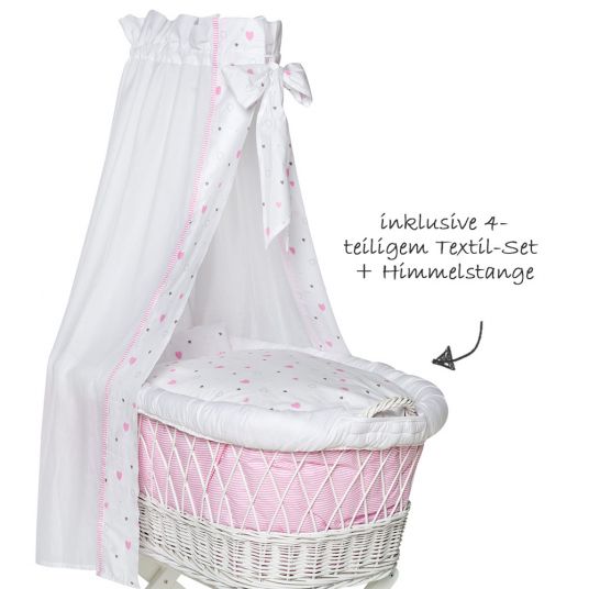Schardt bassinet Babsi White - Heart - Pink