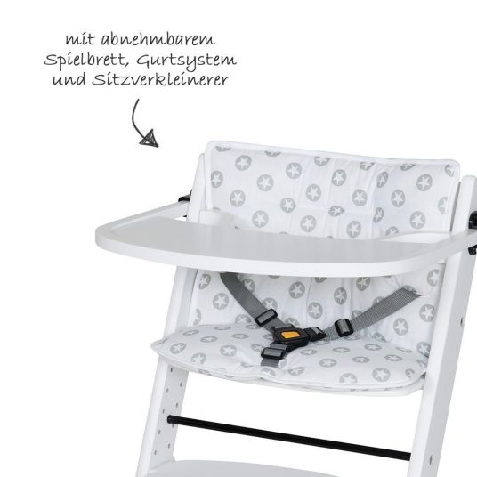 Schardt Treppen-Hochstuhl Domino inkl. Spielbrett und Sitzverkleinerer - Circle Star - Grey