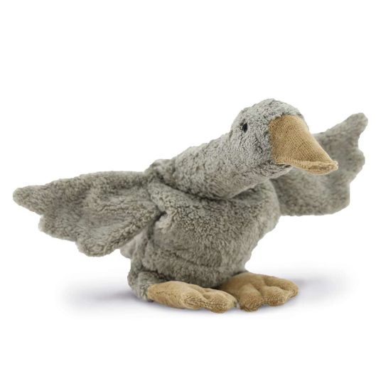 Senger Cuddly toy with heat pad goose small 47 cm - made of organic cotton GOTS with grape seed filling - gray