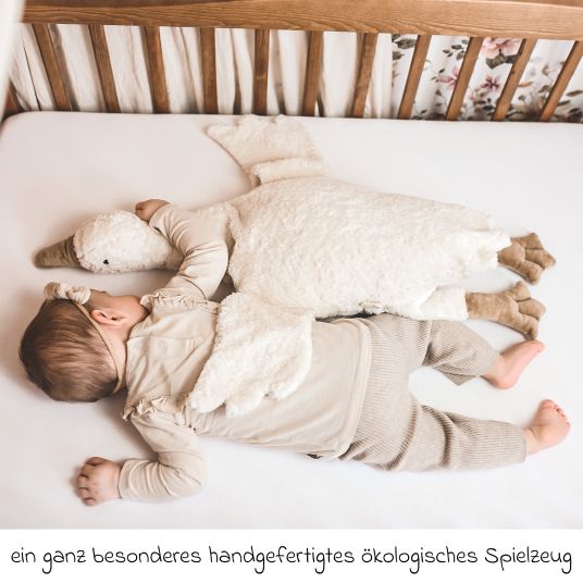 Senger Kuscheltier mit Wärmekissen / Stillkissen Gans Groß 80 cm - aus Bio-Baumwolle GOTS mit Dinkelspreu-Füllung - Weiß