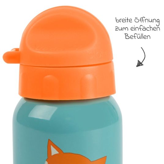 sigikid Edelstahl-Trinkflasche 250 ml - Fuchs - Blau Orange