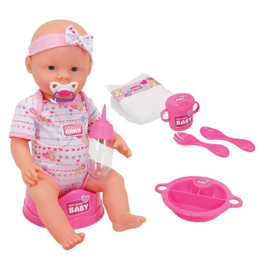 Simba Toys Doll New Born Baby with functions + accessories set 43 cm