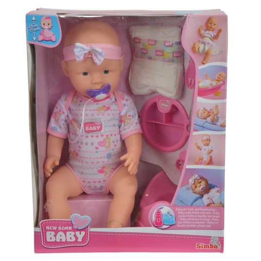 Simba Toys Bambola neonata con funzioni + set di accessori 43 cm