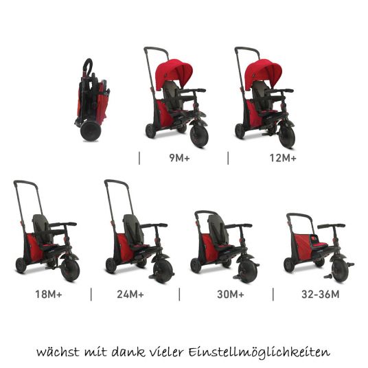 Smart Trike Tricycle smarTfold 400 - 7 in 1 with Touch Steering - Red