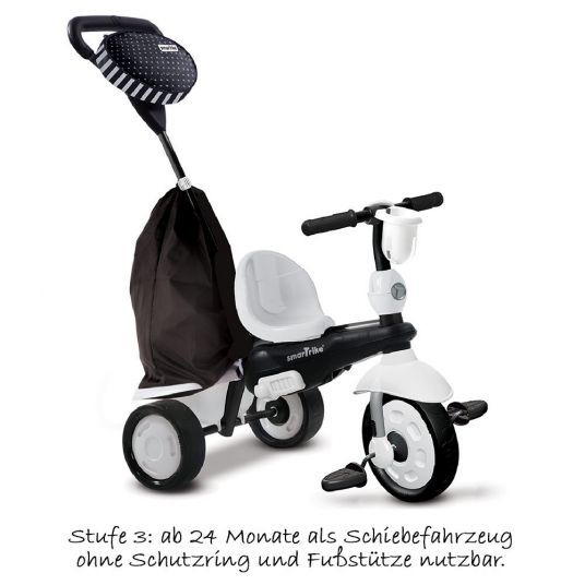 Smart Trike Tricycle Spark 4 in 1 with Touch Steering - Black & White