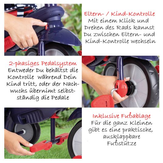 Smart Trike Tricycle Vanilla 4 in 1 with Touch Steering - Navy Red