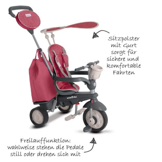 Smart Trike Triciclo Voyage 4 in 1 con Touch Steering - Rosso