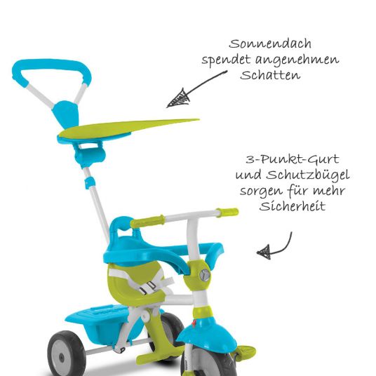 Smart Trike Tricycle Zip - 3 in 1 with Touch Steering - Blue Green