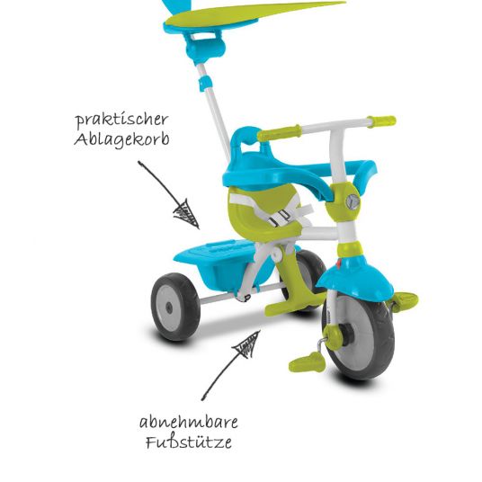 Smart Trike Dreirad Zip - 3 in 1 mit Touch Steering - Blue Green