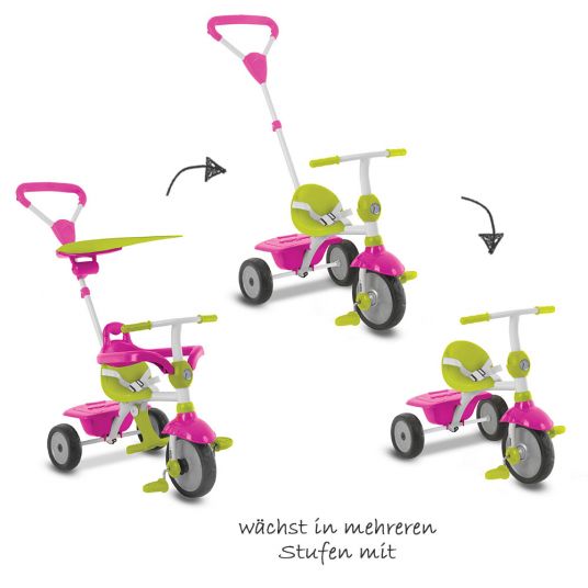 Smart Trike Tricycle Zip - 3 in 1 with Touch Steering - Pink Green