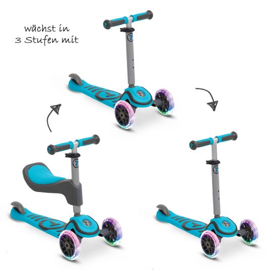 Smart Trike Running Wheel & Scooter Scooter T1 with Light Up Wheels - Blue