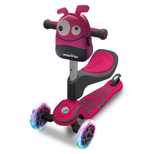 Smart Trike Laufrad & Roller Scooter T1 mit Leuchträdern - Pink