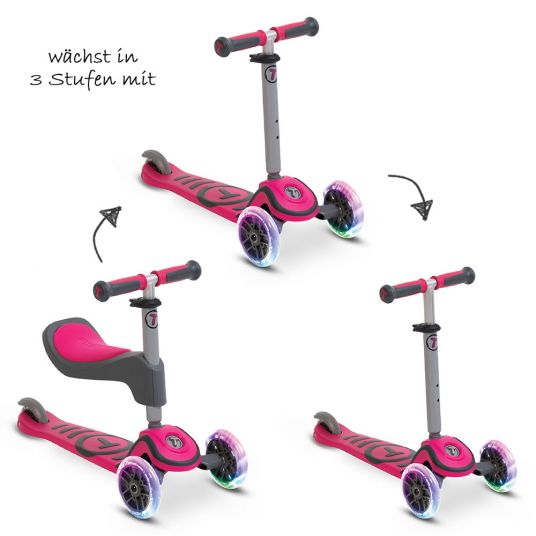 Smart Trike Running Wheel & Scooter Scooter T1 with Light Up Wheels - Pink