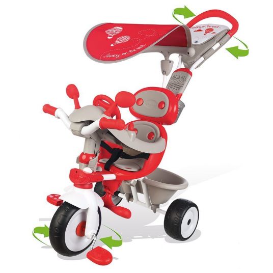 Smoby Toys Tricycle Baby Driver Comfort 4 in 1 - Grey Red