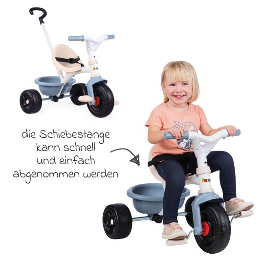 Smoby Toys Dreirad Be Fun - mit Gurt & Schiebestange - Blau