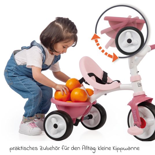 Smoby Toys Dreirad Be Move - mit Gurt & Schiebestange - Rose