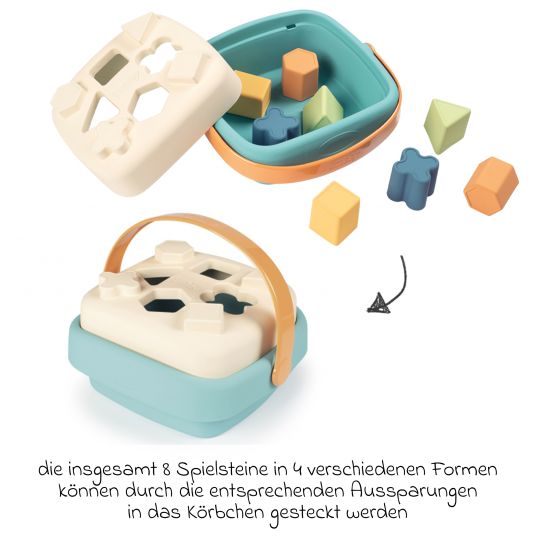 Smoby Toys Cestino da gioco verde con 8 pezzi - realizzato con materie prime sostenibili