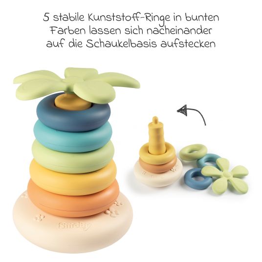 Smoby Toys Stacking tower stand-up ring pyramid Green - made from sustainable raw materials