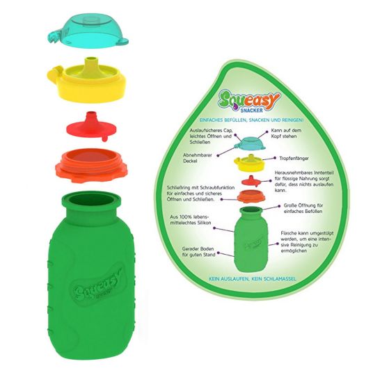 Squeasy Gear Squeeze Bag Snacker - Spremiagrumi riutilizzabile in silicone - 180 ml - Verde