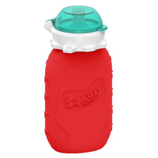 Squeasy Gear Squeeze Bag Snacker - Spremiagrumi in silicone riutilizzabile - 180 ml - Rosso