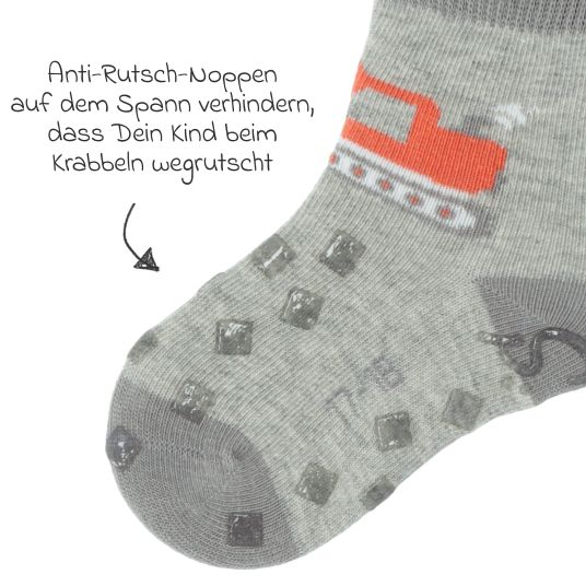 Sterntaler 2er Pack Krabbelsocken Vollplüsch - Bagger - Grau - Gr. 17/18