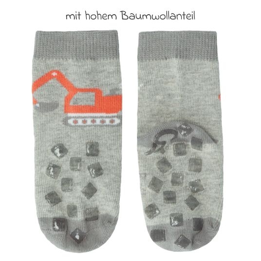 Sterntaler 2er Pack Krabbelsocken Vollplüsch - Bagger - Grau - Gr. 17/18