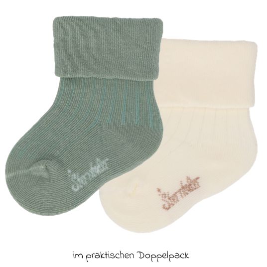 Sterntaler 2er Pack Socken Rippenoptik - Offwhite Grün - Gr. 17/18