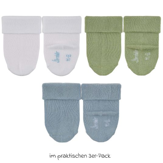 Sterntaler 3er Pack Socken mit Umschlag - Grün Weiß Blau - Gr. 17/18