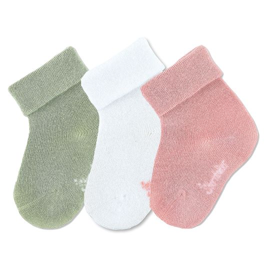 Sterntaler 3er Pack Socken mit Umschlag - Grün Weiß Rosa - Gr. 17/18