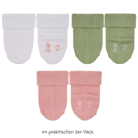 Sterntaler 3er Pack Socken mit Umschlag - Grün Weiß Rosa - Gr. 17/18