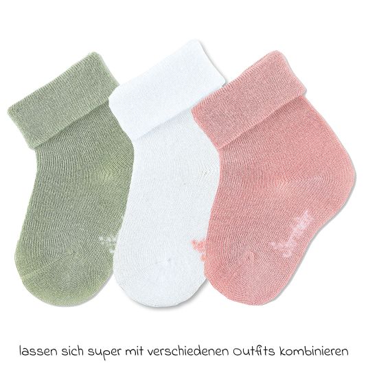 Sterntaler 3er Pack Socken mit Umschlag - Grün Weiß Rosa - Gr. 17/18