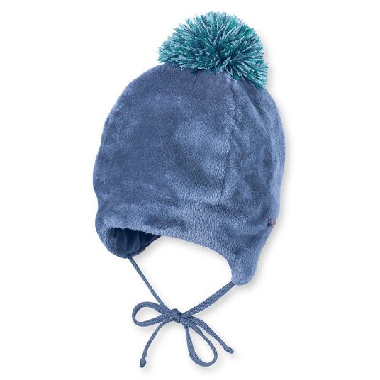 Sterntaler Cappello con pompon e fodera in cotone taglia 39 - Blu