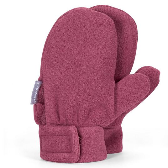 Sterntaler Fleece mitten with thumb + Velcro closure - Bordeaux - Size 1