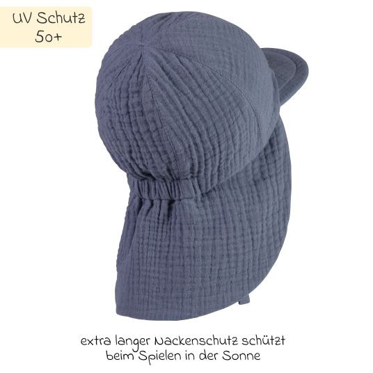 Sterntaler Schirmmütze mit Nackenschutz LSF - Musselin - Dunkelblau - Gr. 45