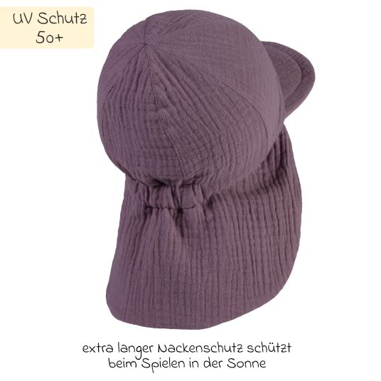 Sterntaler Schirmmütze mit Nackenschutz LSF - Musselin - Lila - Gr. 49