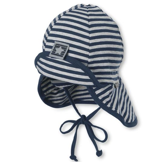 Sterntaler Peaked cap with neck protection - striped navy gray - size 43