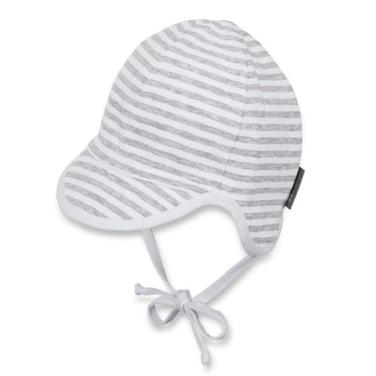 Sterntaler Peaked cap with earflaps striped - Grey White - Size 39