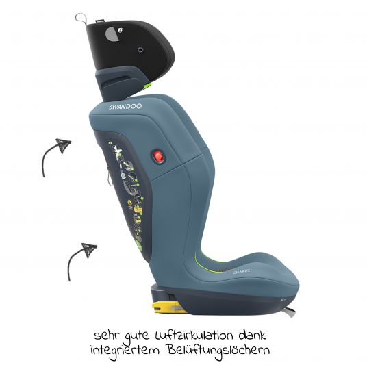 Swandoo Child seat Charlie i-Size 3 years - 12 years (100 cm - 150 cm) with width adjustment & additional side impact protection - Blueberry
