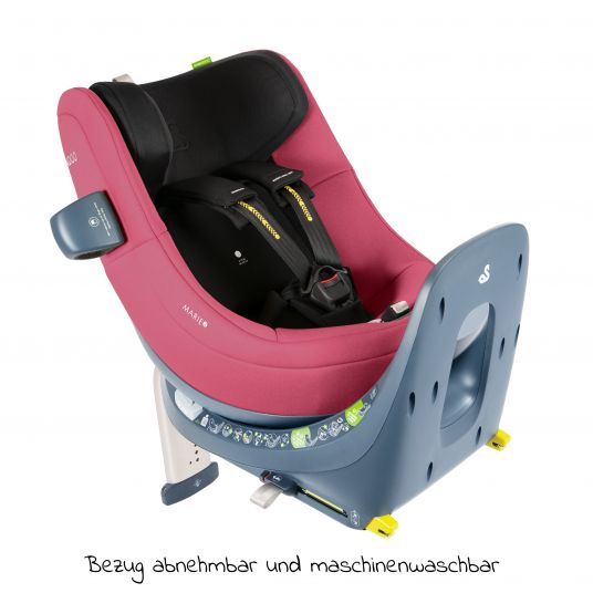 Swandoo Reboarder-Kindersitz Marie³ i-Size ab Geburt - 4 Jahre (40 cm - 105 cm, 18 kg) 360 ° drehbar inkl. Neugeboreneneinlage, verstellbare Kopfstütze & Isofix - Forest Fruits