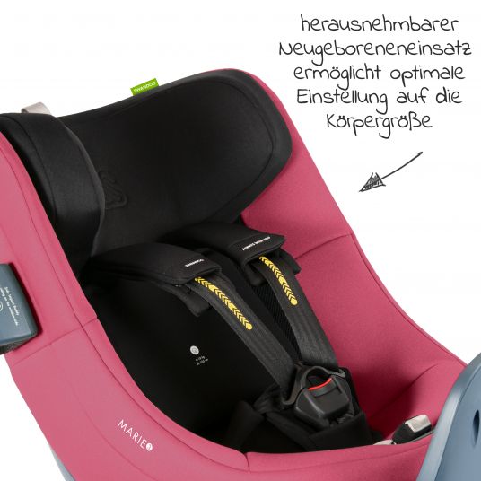 Swandoo Reboarder child seat Marie³ i-Size from birth - 4 years (40 cm - 105 cm, 18 kg) 360 ° rotatable incl. newborn insert, adjustable headrest & Isofix - Forest Fruits