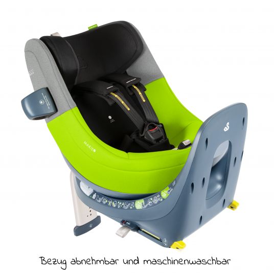 Swandoo Reboarder child seat Marie³ i-Size from birth - 4 years (40 cm - 105 cm, 18 kg) 360 ° rotatable incl. newborn insert, adjustable headrest & Isofix - Lime Sesame Grey