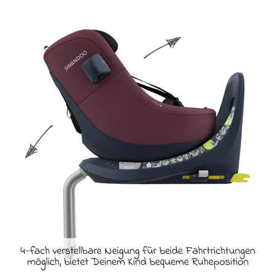 Swandoo Reboarder-Kindersitz Marie5 i-Size ab Geburt - 4 Jahre (40 cm - 150 cm) 360° drehbar inkl. Neugeboreneneinlage, verstellbare Kopfstütze & Isofix - Forest Fruits