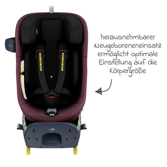 Swandoo Reboarder-Kindersitz Marie5 i-Size ab Geburt - 4 Jahre (40 cm - 150 cm) 360° drehbar inkl. Neugeboreneneinlage, verstellbare Kopfstütze & Isofix - Forest Fruits