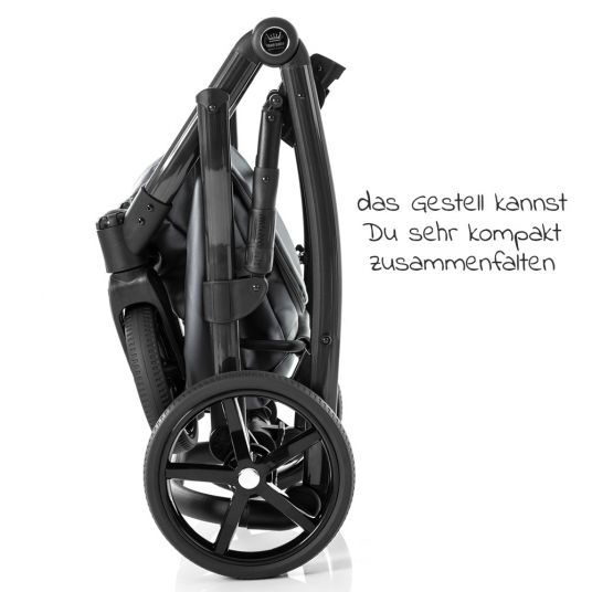 Tako Combi Stroller Starline Stroller, Carrycot, Changing Bag, Leg Cover, + Accessory Pack - Grey Black